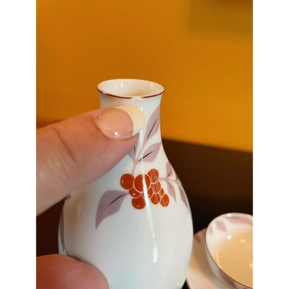 Japanese Tea Sake Sakura Cherry Blossom Berry DELICATE 6pc set Cup And Pitcher - Picture 4 of 8